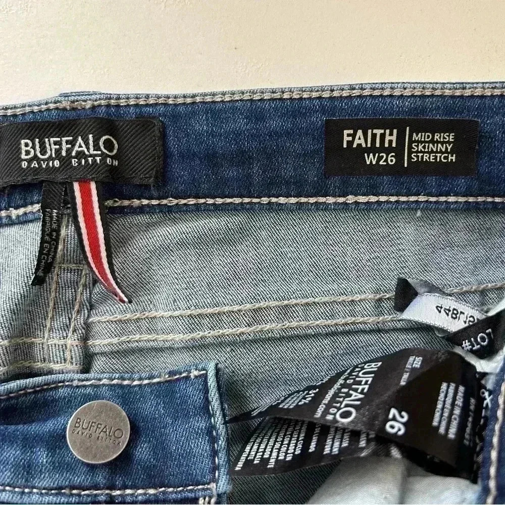 Buffalo Skinny Jeans Faith Side Stripe Mid Rise Ankle Crop Stretch Blue Size 26 - Picture 10 of 14